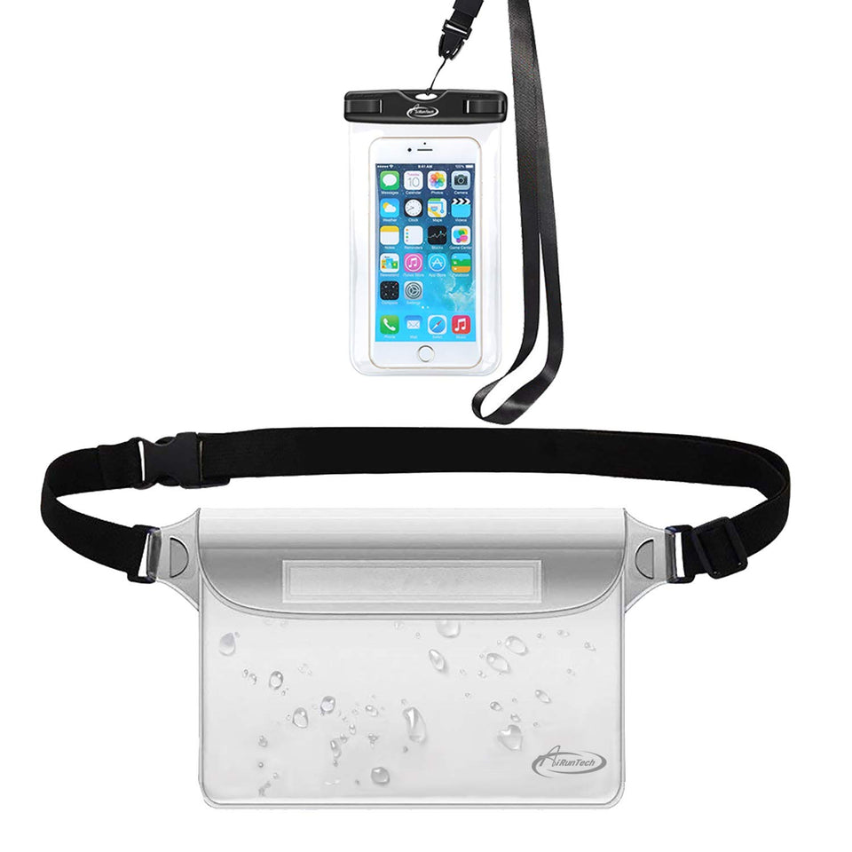 AiRunTech Waterproof Pouch with Waist Strap (2 Pack)