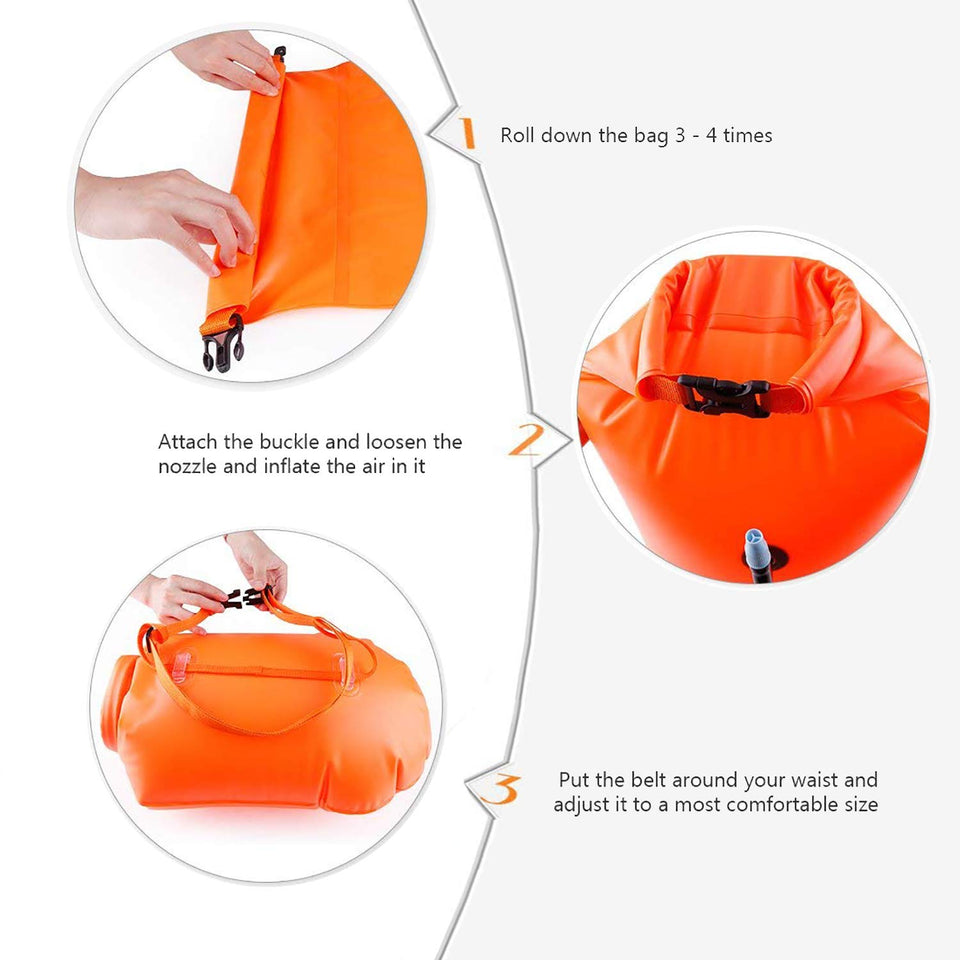 Swim Buoy, 20L Inflatable Swim Safety Float Open Water Swim Bubble