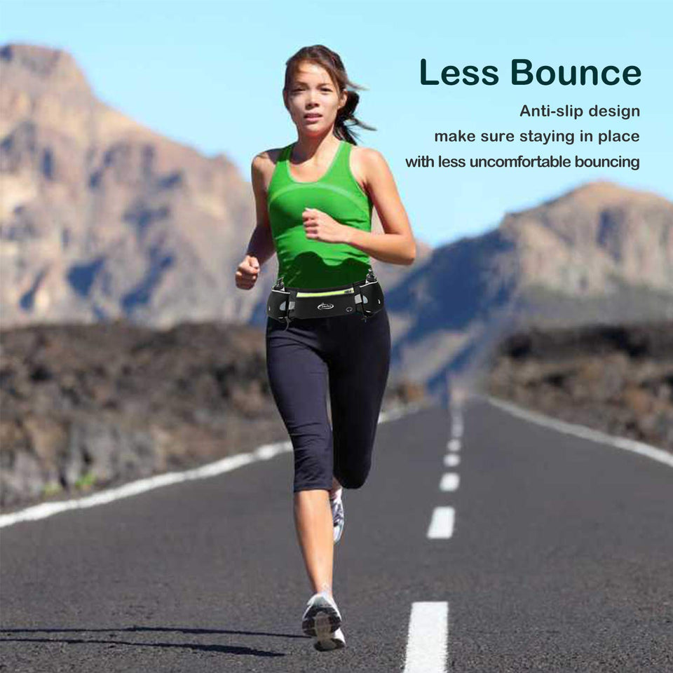 AiRunTech Upgraded No Bounce Running Hydration Belt + 2 BPA Free Water Bottles