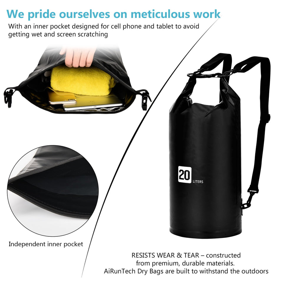AiRunTech Waterproof Dry Bag, 10L + 20L