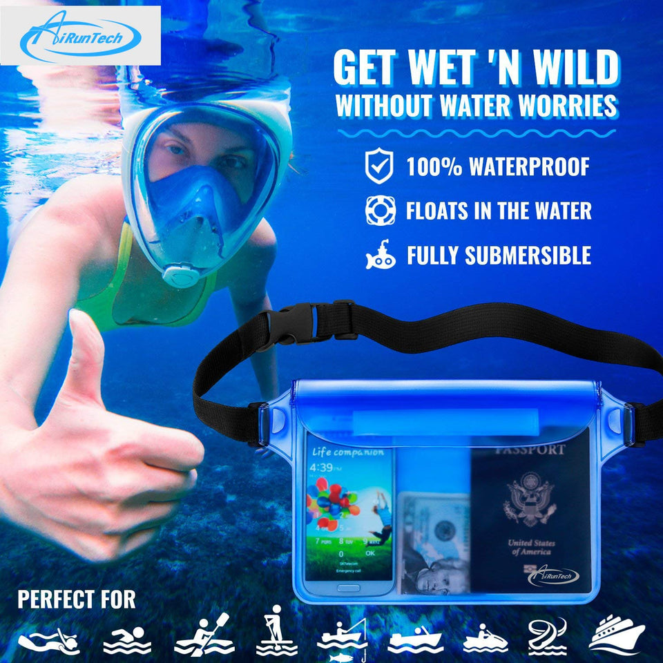 AiRunTech Waterproof Pouch with Waist Strap (2 Pack)