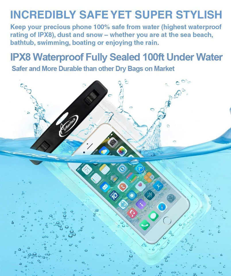 Waterproof Cell Phone Bag, 4 Pack AiRunTech Waterproof Dry Bag