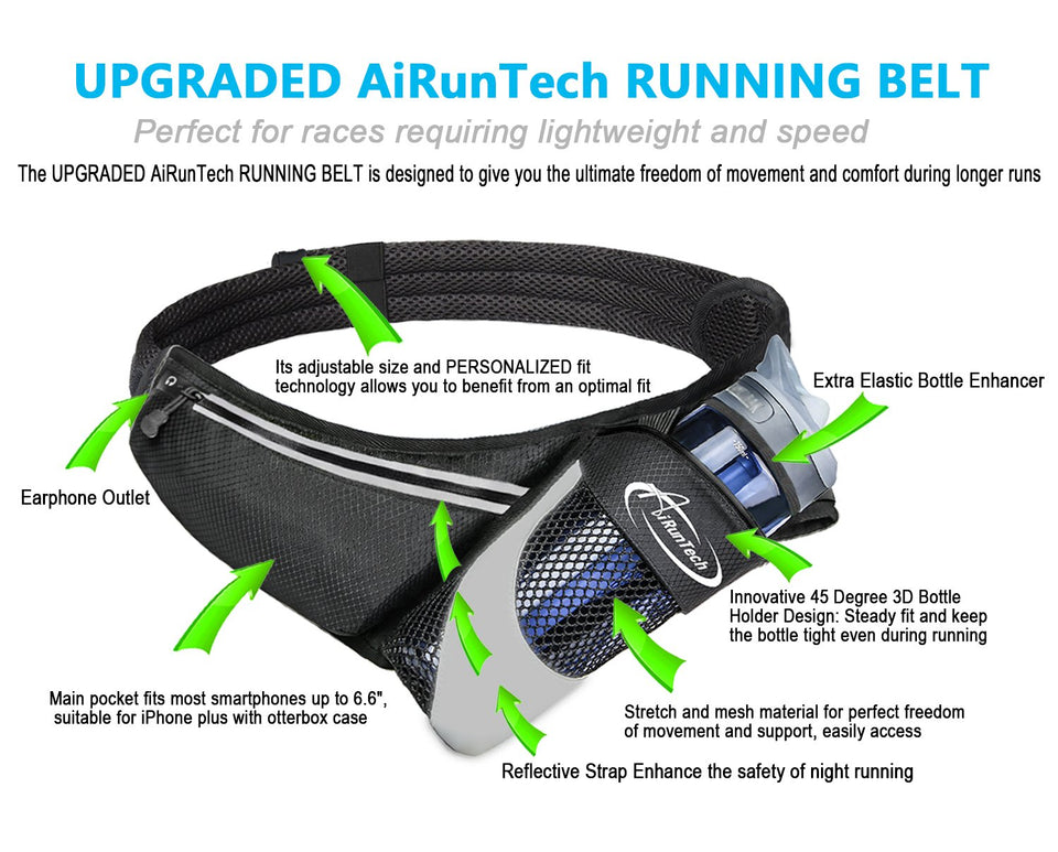 AiRunTech Upgraded No Bounce Hydration Belt